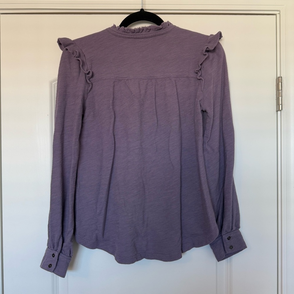 Anthropologie Pilcro Lilac Purple Ruffle Thermal Henley, size XS, EUC! - Picture 4 of 7